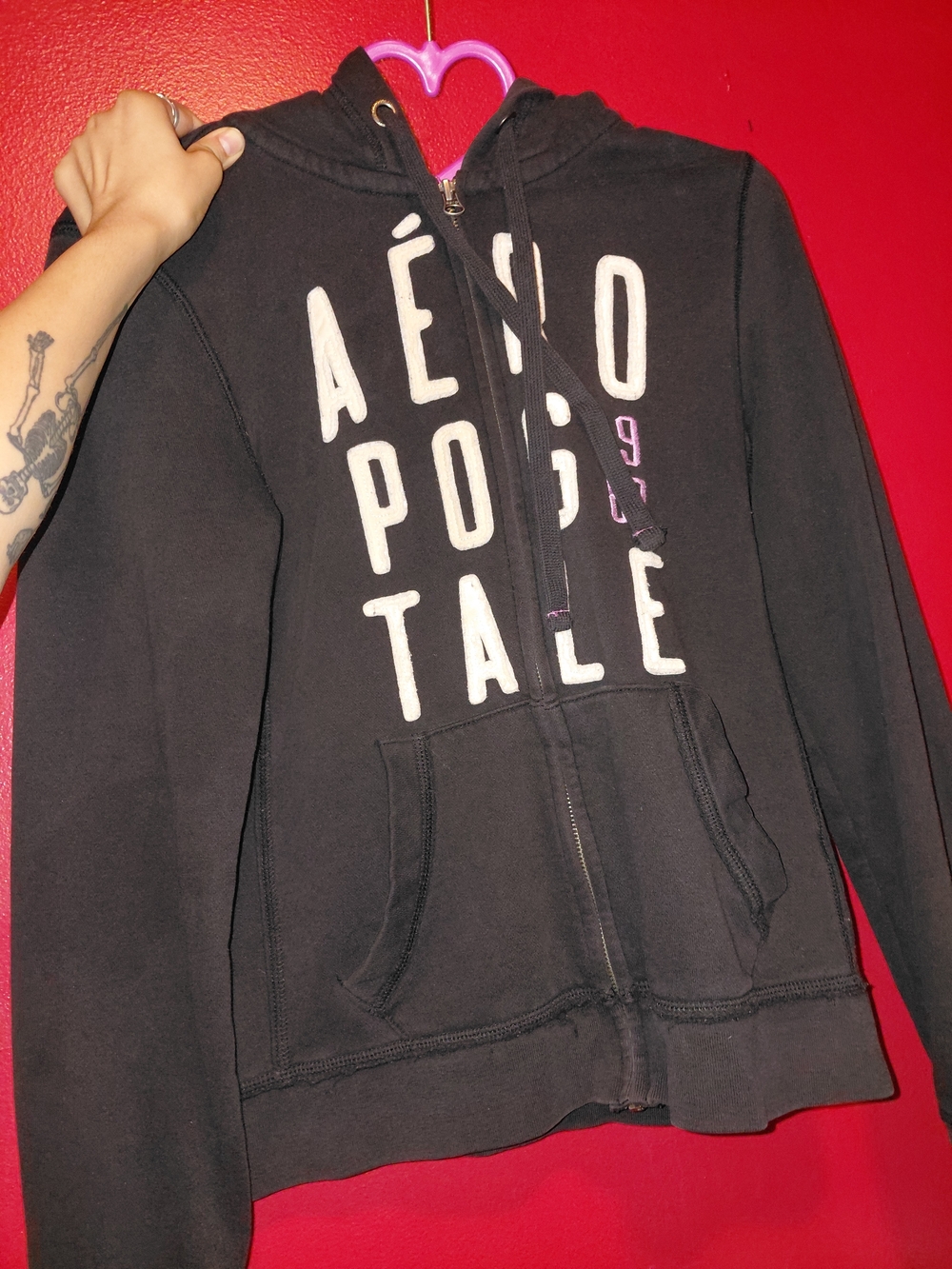 Aeropostale Black Hoodie with Subtle Pink Accent - Picture 2 of 2